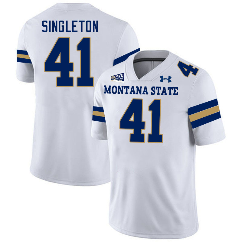 Men #41 Alex Singleton Montana State Bobcats Jerseys Football Stitched-White